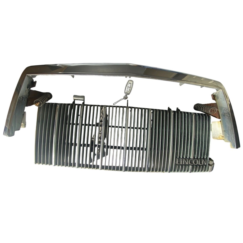1990 Lincoln Town Car OEM Front Grille Insert + Chrome‎ Surround + Hood Emblem
